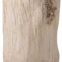 COSIEST Outdoor Antique Beige Side Table Faux Wood, Hand-Painted Wood Stump Stool, Ottomans, Plant Stand, Deck or Garden (1PC)