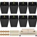 TURSTIN 8 Pack 4 Inch Furniture Legs Plastic Sofa Couch Legs Square Tapered Feet Sofa Legs with M8 T-Nuts Screws for Legs Sofas Chairs Cabinets Dressers Beds, Black