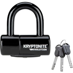 Kryptonite Evolution Bike Disc Lock, Small U-Lock 14mm Shackle with Keys, Heavy Duty Anti-Theft Bicycle Lock, High Security Mini for Powersports Motorcycles E-Bikes Scooters (Black)