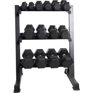 CAP 280 LB, 550 LB, 1200 LB Dumbbell Set with Horizontal 2-3 Tier Rack, Rubber Hex Free Weights, Home Gym Weight Set for Strength Training