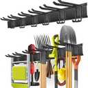 Garage Tool Organizer Wall Mount with 48 inches Rails and 6 Double-layer Hooks, Garden Tool Rack Heavy Duty, Garage Hanging Storage Rack For Yard Tools, Shovel, Shed