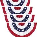 3x6 Ft American Pleated Fan Flag (Set of 4) Patriotic Half Fan Bunting, 4th of July Memorial Day Decorations for 250th Anniversary