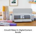 Cricut Maker 3 & Digital Content Library Bundle - Includes 30 Images in Design Space App - Smart Cutting Machine, 2X Faster & 10X Cutting Force, Cuts 300+ Materials, Blue, Leather,Vinyl