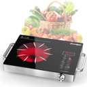 Single Burner Electric Cooktop - 110V Portable One Burner Hot Plate 1800W, Countertop Electric Stove top for Home, Camping, RV, Timer, Child Lock, Steam, BBQ, Stir Fry, 110-120V Plug in