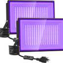 200W LED Black Light, 196 LEDs Blacklight Flood Light with Plug and Switch, IP66 Waterproof Black Lights for Glow Party Large Space, OutdoorHalloween, Bedroom, Stage Lighting, 2 Pack