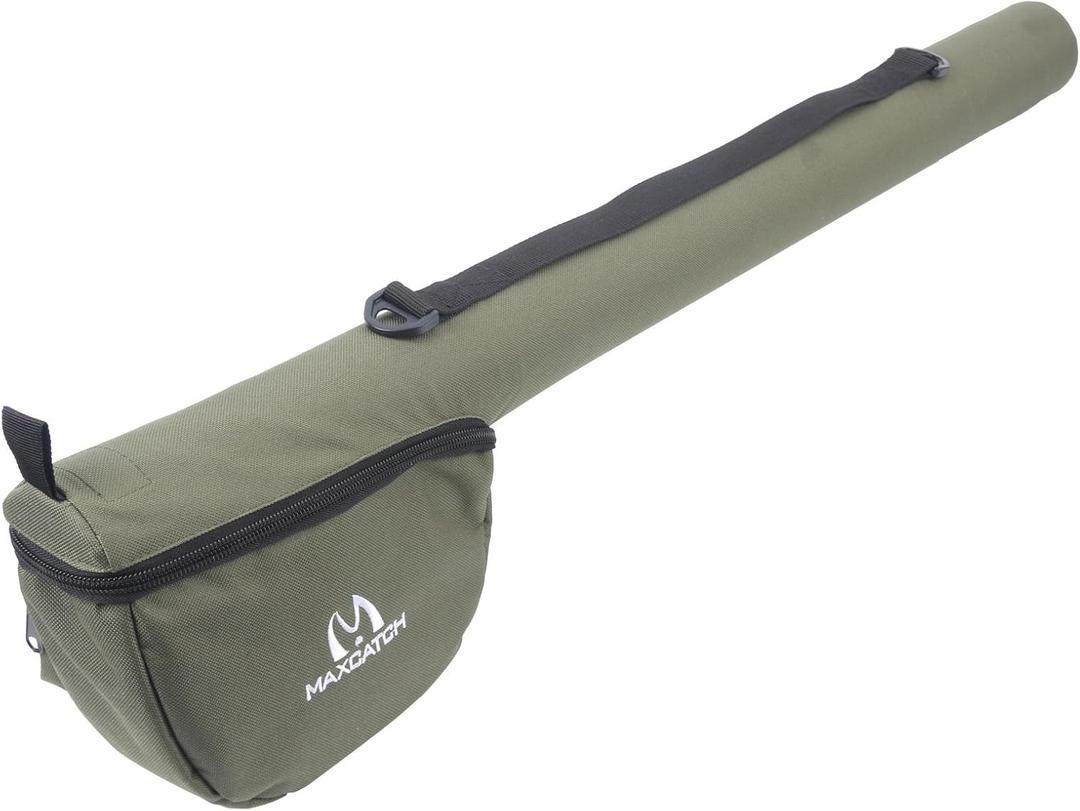 M MAXIMUMCATCH Maxcatch Fly Fishing Rod Case with Reel Pouch, Complete Protection Bag for 9FT 2/4 Piece Rods (Green, For 7.5' 4sec Fly Rod Length: 25.9'')
