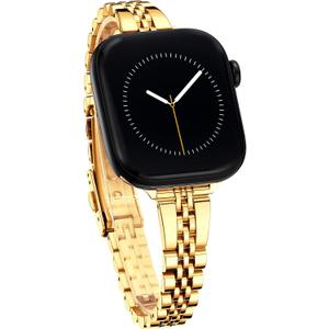 Slim Watch Band for Apple Watch Series 11, 10, 9, 8, 7, 6, 5, 4, 3, 2, 1 and SE 3/2/1 for Women, Dressy Stainless Steel Metal Band for Apple Watch 40mm 41mm 42mm 38mm 44mm 45mm 46mm for iWatch Band