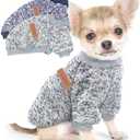2 Pieces Dog Sweaters for Small Dogs Fall Dog Clothes Male Winter Fleece Dog Sweaters Warm Thick Pet Outfit Coat Small Dog Sweater for Boy Girl Dogs, Yorkie, Chihuahua, Pug, Cat, Pug,S,Grey Navy