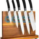 Magnetic Knife Block  Double-Sided Acacia Wood Knife Holder Stand, Strong Magnet Storage for Kitchen Knives & Utensils, Space-Saving Countertop Organizer