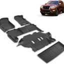 All Weather Car Floor Mats & Cargo Liner Set Fit for Nissan Armada & Infiniti QX80 8 Seats 2019 2020 2021 2022 2023 2024 Floor Liners Trunk Liner Armada Cargo Mat Accessories Black