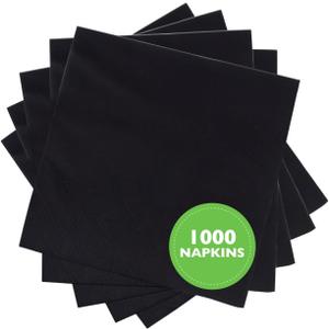 Morcon Valay Beverage Napkins, 2-Ply Paper Napkins for Food and Drink Service, Perfectly Sized Commercial Black Napkins | 4 Packs of 250 Napkins, 1000 Pcs Total