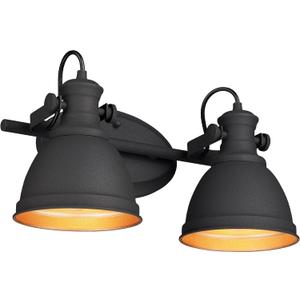 Industrial Bathroom Vanity Light Fixture, 2-Light Wall Mounted Vanity Lamp Over Mirror, Black Metal Frame, AD-2151-2W