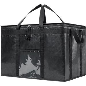 NZ home Insulated Bags for Food Delivery (3XL PRO) Grocery Shopping Cooler Bag, Pizza Delivery, Hot & Cold Catering Tote, Reusable, Foldable & Heavy Duty (Black)