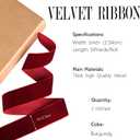 Burgundy Velvet Ribbon 1'' 50 Yards Velvet Fabric Vintage Ribbon for Christmas Tree, Gift Wrapping, Flower Bouquet, Wreath Decorations, Bow Making (Burgundy, 1"-50 Yard)