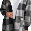 Yanekop Womens Oversized Sherpa Jacket Long Cardigan Sweaters Fuzzy Fleece Jacket Faux Fur Plus Size Coats with Pockets (Gray, L)