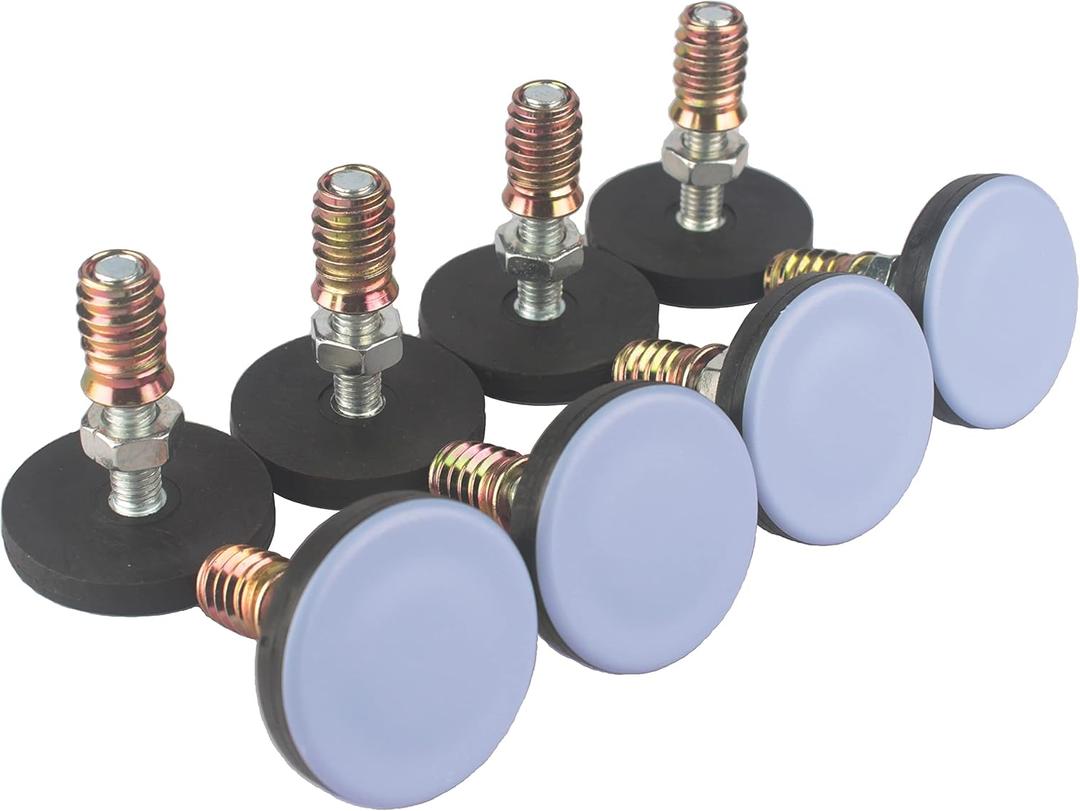 Furniture Leveler PTFE(Teflon) Bottom(50mm Large Base),Thread Shank(3/8-16) Adjust Pads,Table/Chair/Cabinet/Sofa Medium Adjustable Legs Leveling,Nuts Installation and Floor Protection(8 Pack)