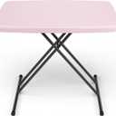 30 Inch Folding Table, Adjustable Height TV Tray for Small Spaces, Heavy Duty Foldable Utility Table for Laptop, Dining, Camping, No Assembly, 200 lbs Capacity, Pink Granite