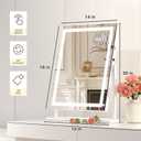 Hasipu LED Vanity Mirror 16" x20” - Smart Touch Makeup Mirror with 3-Color Lighting, Brightness Control, 10X Magnifying Glass & 360° Rotation