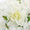 Hollyone Fake Flowers White Peonies Artificial Flowers Faux Flowers with Vase Peony Silk Flower Arrangements in Glass Vase with Faux Water for Home Decor Bathroom Table Centerpiece Shelf Decorations