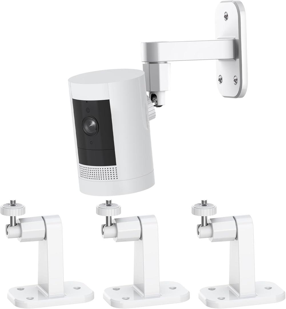 3Pack Camera Wall Mount, Compatible with R-ing Outdoor Cam Plus/Stick Up Cam Battery/Plug-in/Pro/Indoor Cam(1st Gen),360 Degree Adjustable No Drilling Mount for Outdoor Indoor Cameras, White