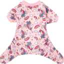 CuteBone Small Dogs Outfit Soft Puppy Onesies Pjs Dog Pajamas Pet Coat Cat Apparel Comfy Doggie Jumpsuit Bodysuit for All Seasons P67 XXL (Pink unicorn)