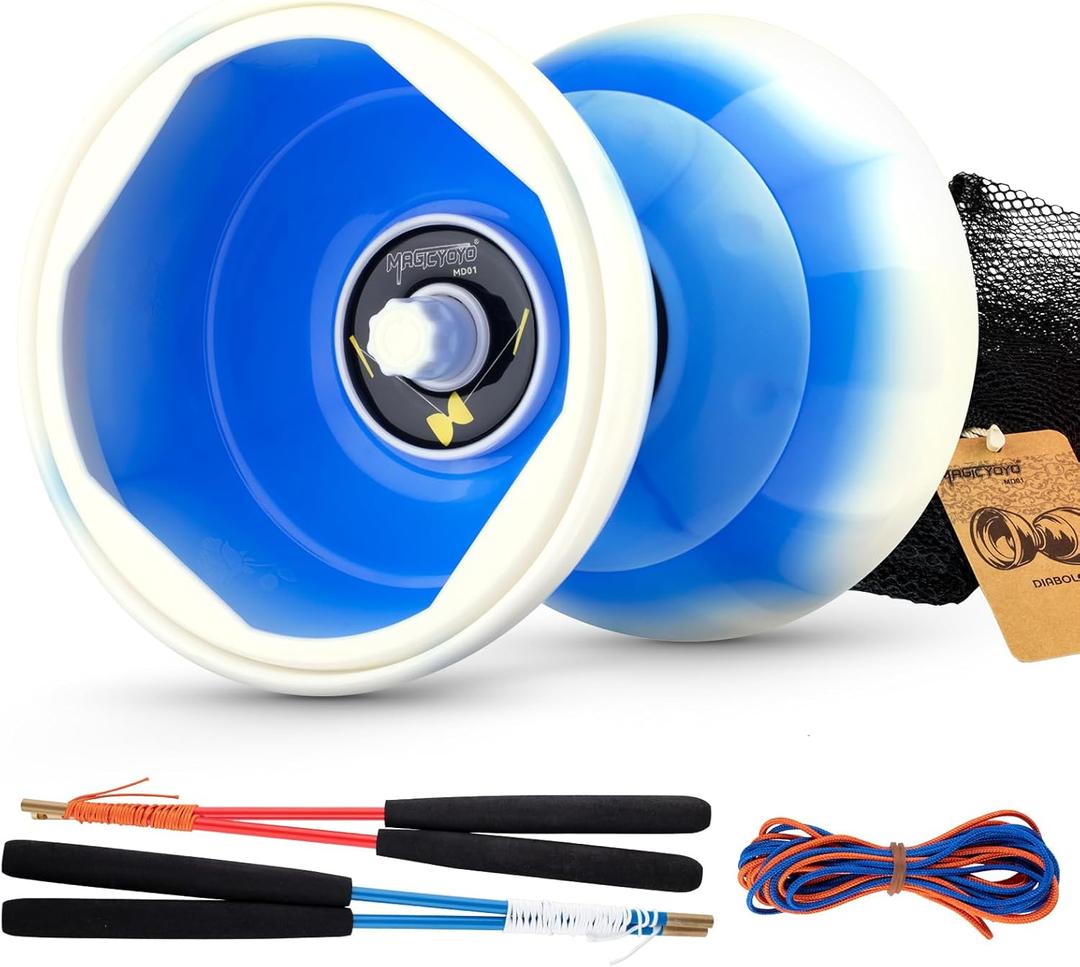 CHEE MONG MD01 Chinese Yoyo for Kids and Adults, Professional Triple Bearing Diabolo, 5”Size Diabolo Yoyo Toy with 2 Carbon Sticks, 2 Strings, 1 Drawstring Bag