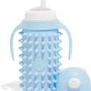 Tabor Place Glass Sippy Cup for toddlers/The Spikey Bear / 8oz / Strong glass/Protectitive silicone sleeve/Leakproof straw (Large)