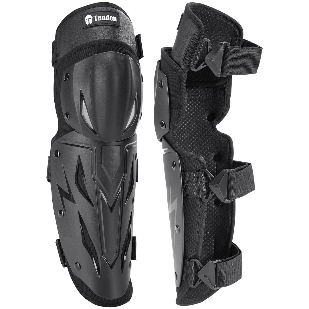 Motorcycle Knee Pads for Men Knee and Shin Guards, Motorcycle Leg Protection Armor Motocross Knee Guards Dirt Bike Pads Adjustable Crashproof Adults Protective Gear (Black, 2Pcs)