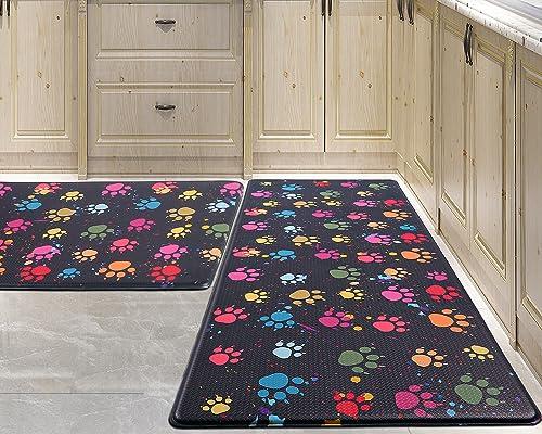 PCSWEET HOME Kitchen Mat Cushioned Anti-Fatigue Floor Mat,Waterproof Non-Skid Kitchen Mats and Rugs Ergonomic Comfort Standing Mat for Kitchen, Home, Office, Sink, Laundry, Colorful Paws (Multicolor)