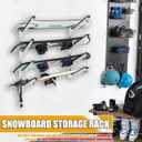 Snowboard Wall Racks, Adjustable Storage Rack for Ski, Surfboard, Wakeboard, Snowboard Wall Mount Display, White/Black