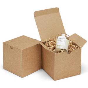 Eupako Gift Boxes 4x4x4 50 Pack Brown Kraft Paper Box with Lids Party Favor Boxes for Bridesmaids Proposal, Crafting, Cupcake, Wedding, Christmas