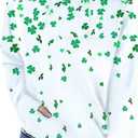 Women's St Patrick's Day Loose Sweatshirt pullover Clover Print Casual Irish Pullover tops (White)