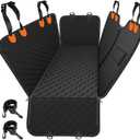 Mancro Dog Car Seat Cover, 2025 Upgraded 600D Heavy Duty Waterproof & Scratch-Resistant Dog Hammock for Car, Back Seat Pet Cover for Dogs with Sedan, Trucks and SUVs, Standard, Orange Leather