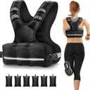 HEETA Adjustable Weighted Vest for Women Men, 20-32lbs Body Weight Vest Exercise Set with 6 Ironsand Weights & Reflective Strips for Walking Running Workout Cardio Strength Training