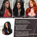 30 inch 13x6 Body Wave Lace Front Wigs Human Hair 200% Density Pre-Plucked Hairline HD Transparent Lace No Tangle No Shedding Suit for Daily Party Wedding Birthday Triple Lifespan 3X