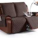 KinCam Waterproof Oversized Loveseat Recliner Cover, Non-Slip Reclining Couch Covers for 2 Seat, Recliner Sofa Cover Furniture Protector with Elastic Straps for Kids, Pets, Chocolate