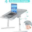 KLEAR Laptop Bed Desk with Adjustable Heights and Angles, Upgraded-Sturdy Foldable Laptop Lap Desk for Bed/Sofa/Couch/Floor, Lap Tablet Desk (NO Drawer, Grey)