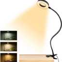 Dpower Clip on Light Reading Lights, 48 LED USB Desk Lamp with 3 Color Modes 10 Brightness, Eye Protection Book Clamp Light, 360  Flexible Gooseneck Clamp Lamp for Desk Headboard Video Conferencing (Black)