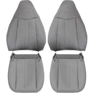 GXARTS Driver & Passenger Side Bottom & Top Lean Back Leather Seat Cover Gary Fit for Chevy Express GMC Savana 1500 2500 3500 4500 2003 2004 2005 2006 2007 2008 2009 2010 2011 2012 2013 2014