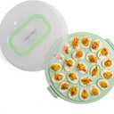 Deviled Egg Carrier with Lid & Handles, 22-Count Portable Tray, Dishwasher-Safe  Green