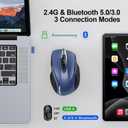 TECKNET Wireless Mouse (BT5.0/3.0 & 2.4G) Rechargeable 4800 DPI Silent USB A & Bluetooth Mouse 6 Buttons, Wide Compatibility - Blue