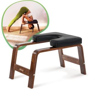 FeetUp - The Original Yoga Headstand Bench, Vegan Handstand Trainer Bench and Stand, Strength Training Inversion Equipment for Relaxation and Strength, Includes App & Starter Kit, #1 Worldwide (Chocolate, Black)