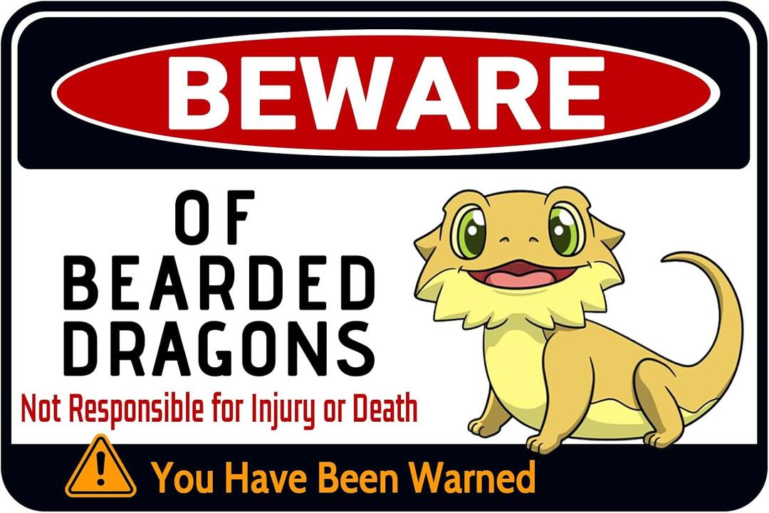 Beware of Bearded Dragons Sign - Fun Tank Accessory and Decor for Bearded Dragon Enthusiasts | Humorous Warning Sign for Reptile Room, 12" * 8" (036)