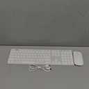seenda Wireless Bluetooth Keyboard and Mouse Combo (USB + Dual BT), SKM64-3 Multi-Device Rechargeable Slim Keyboard and Mouse, Compatible for Win 7/8/10, MacBook Pro/Air, iPad, Tablet - White Silver
