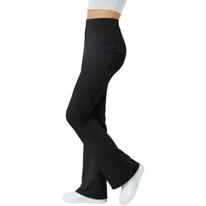 Women's High Waist Flared Casual Pants, Button Side Flap Work Pants with Pocket M