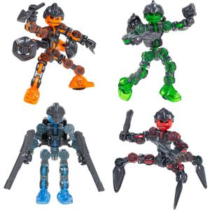 Zing Klikbot, Complete Set of 4 Poseable Action Figures with Weapons, Translucent, Create Stop Motion Animation, for Ages 6 and Up (Series 3 Guardians)