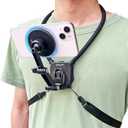 BMUUPY Magnetic POV/Vlog Phone Neck Mount Holder for iPhone 15/14/13/12 Pro Mini/Plus/Pro/Pro Max, Hand Free Chest Stand Video Recording for Mobile Phone Accessory