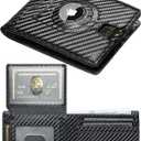 furid Air Tag Wallet Men Slim: Minimalist 2 ID Window RFID Leather Wallets with Airtag Holder - Gifts for Husband Father at Birthday Anniversary (Black Carbon)