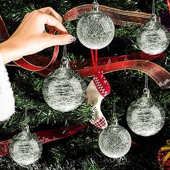 Syhood 9 Pcs Clear Glass Christmas Ornaments Ball Blown Clear Glass Ball Ornaments Christmas Tree Hanging Decorations with Finial for Xmas Tree Holiday Gift Home Winter