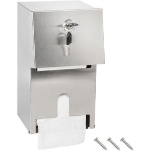Commercial Toilet Paper Tissue Dispenser Dual Rolls Toilet Paper Holder with Lock,Heavy Duty Stainless Steel Touchless Automatic Paper Towel Dispenser with Shelf Wall Mount for Bathroom/Restroom